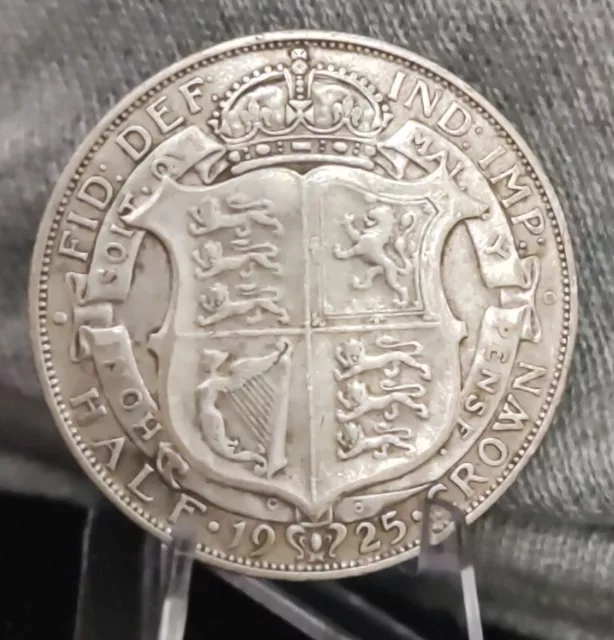 1925 King George V Half Crown -Key Date- .500 Fine Silver Circulated Condition