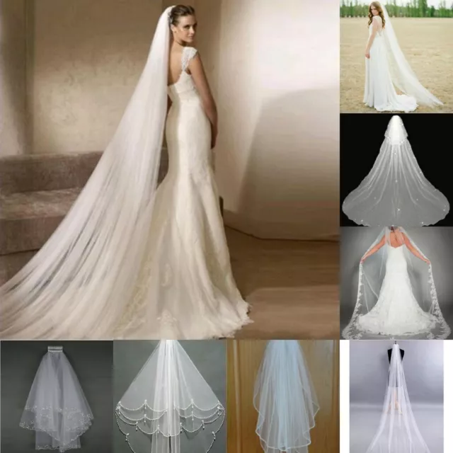 RULTA Cathedral Applique Edge Lace Bridal Wedding Veil Short Veil with Comb  K1