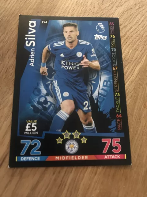 Adrien Silva Leicester City FC Match Attax 2018/19 Football Card