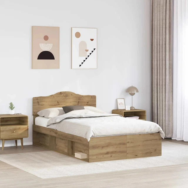BED FRAME ARTISIAN Oak 120 x 200 cm Solid Pine Wood vidaXL £243.70 ...