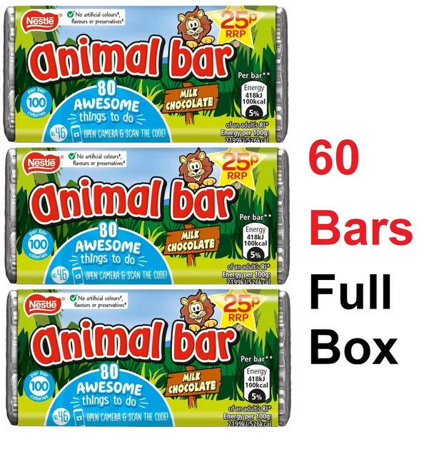 NESTLE ANIMAL MILK CHOCOLATE BARS 60 BARS x 19 g CLASSIC & LIMITED