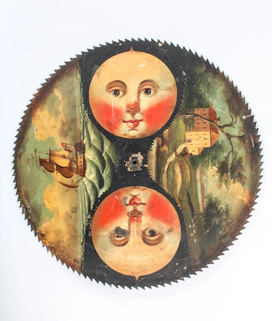 English 8 day grandfather clock painted moon dial disc only @ 1795 Original Good