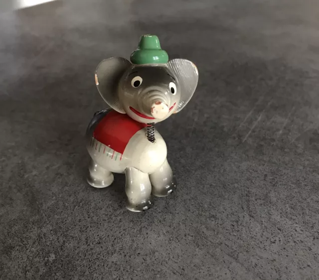 JOUET GOULA Figurine ÉLÉPHANT Vintage En BOIS Peint Avec RESSORT Toy SPAIN