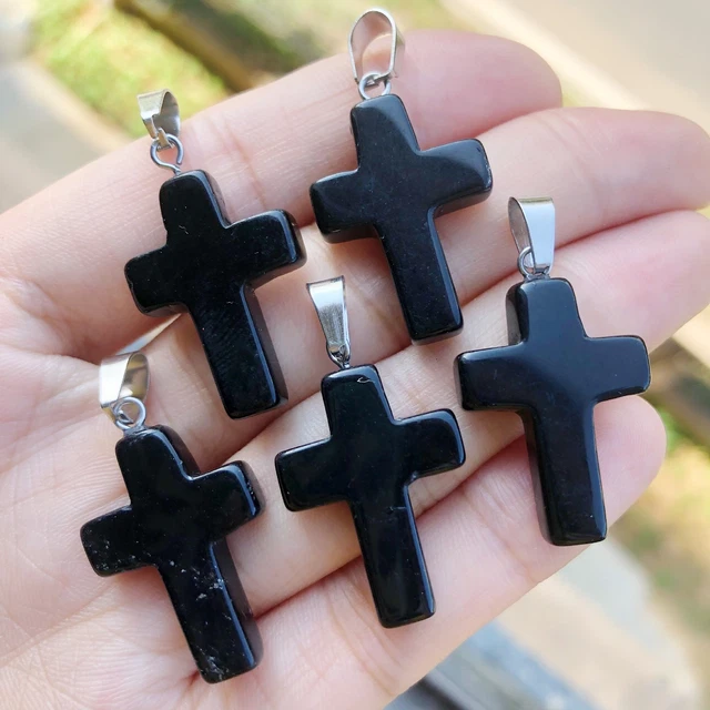 Black Onyx Gem Tree Of Life Necklace Chakra Cross Reiki Healing Amulet