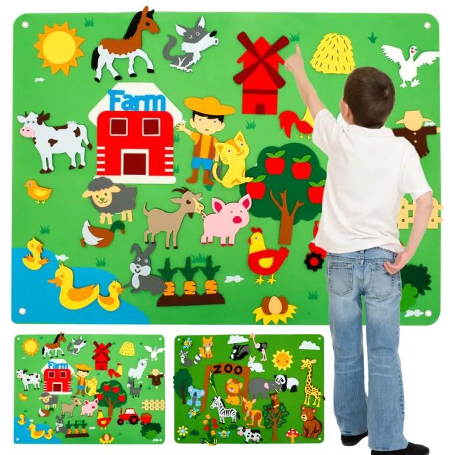 3.5Ft Children's Teaching Felt Board Farm Animals Felt-Board Story Set ♯