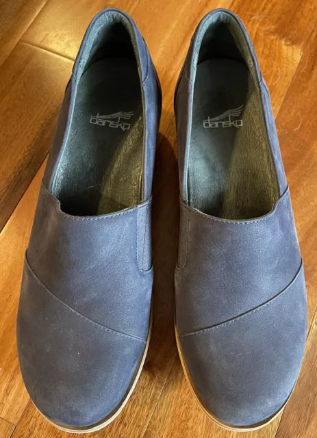 Dansko Blue Leather Slip On Wedge Loafers Womens Shoe Size 38 EUR 7.5-8 US