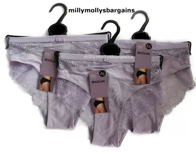 M&S Womens Marks and Spencer Purple Brazilian Knickers Size 10 8 x 3