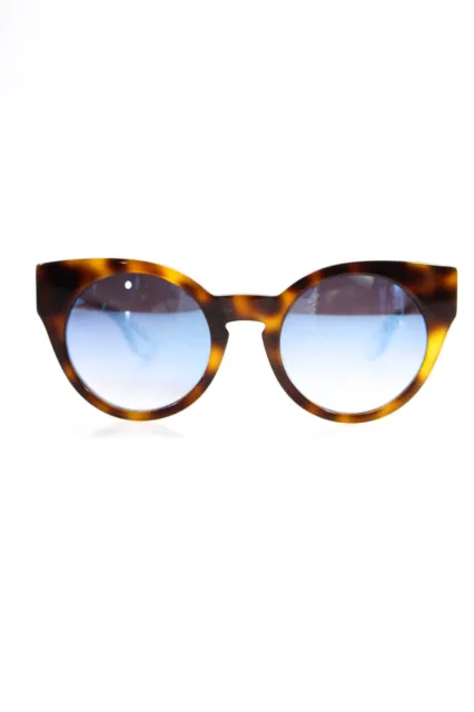 McQ Womens Tortoise Shell Printed Round Blue Lens Brown Sunglasses 140mm