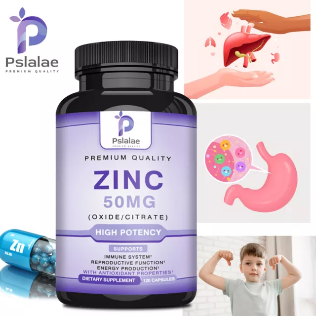 Zinc (oxide / Citrate) Capsules 50mg - Natural Antioxidants, Enhance Immunity