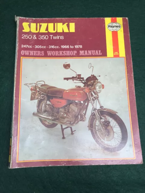 Suzuki 250 350 Twins 1966-78 Haynes Owners Workshop Manual Book Used Motorcycle