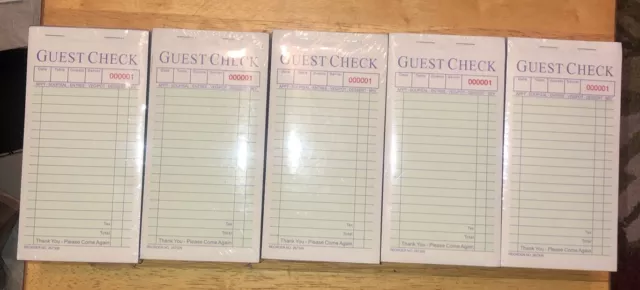 LOT OF 50 Guest Check Books, 50 Checks Per Book Total 2500 Checks NEW