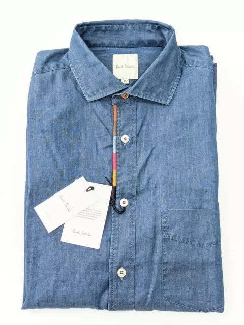 Paul Smith Mainline Artist Stripe Embroidered Denim Shirt Sz: 15" RRP:£195