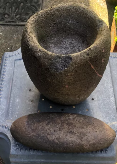 West Coast Native American  Stone Bowl and Mortar Pestle Ancient