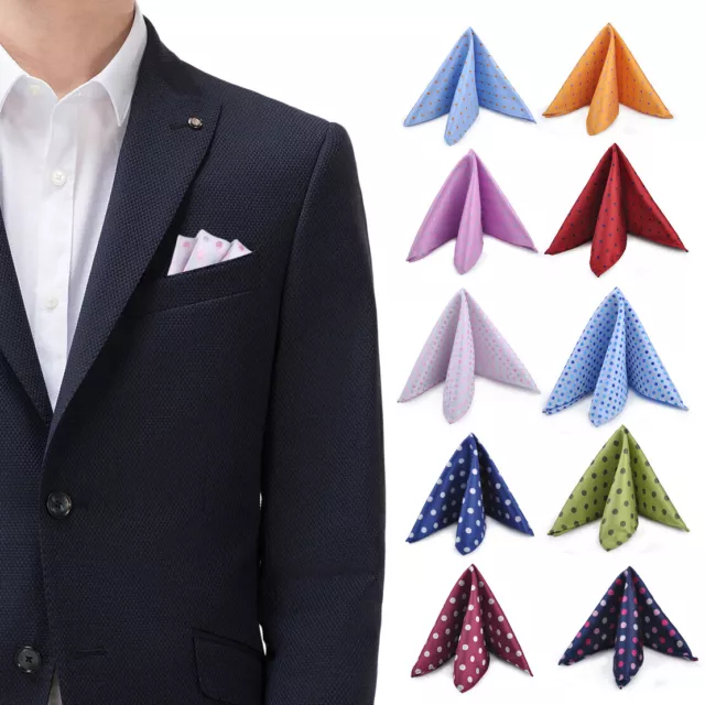 9.8" Men Pocket Square Jacquard Handkerchief Polka Dot Handy Wedding Party rt