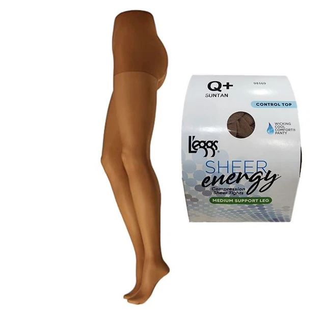 Leggs Sheer Energy Control Top Pantyhose Suntan Size Q+ Queen Plus 1 - 2 Pack