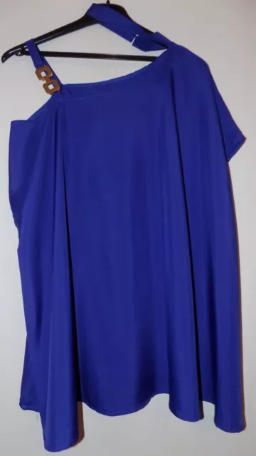 Ladies Blue Strappy Cold Shoulder Choker Neck Detail Top Size Uk 24 Unworn