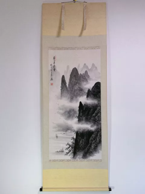 HANGING SCROLL JAPANESE ART Painting kakejiku Vintage Hand Paint PICTURE #932