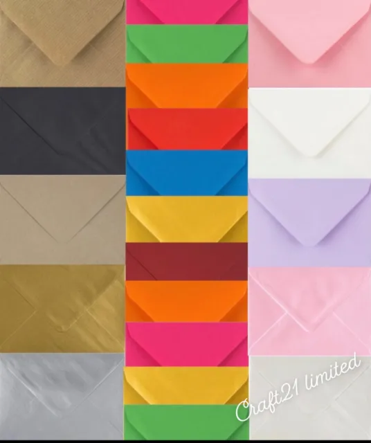 C7/A7 coloured envelopes for greeting cards/wedding invitations RSVPs (x 50)