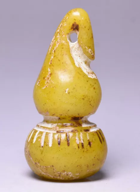 7CM Chine Hongshan Culture Vieux Jade Fengshui Gourd Cucurbit Amulette Pendentif