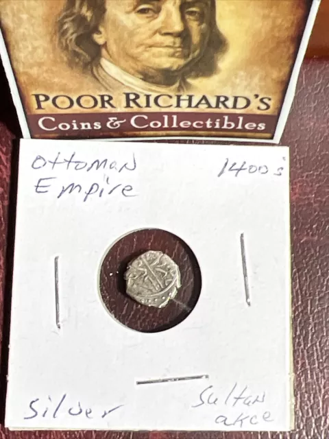 Scarce Genuine Islamic 15th Cent. Ottoman Empire Silver Akce. Shown. M275