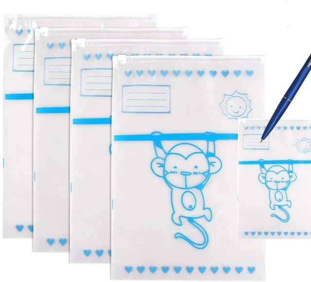 8 Bustine Corredino Neonato Con Elefantino - 38x25 Cm, Zip, Con Etichette E Pennarello, Blu - Foto 7