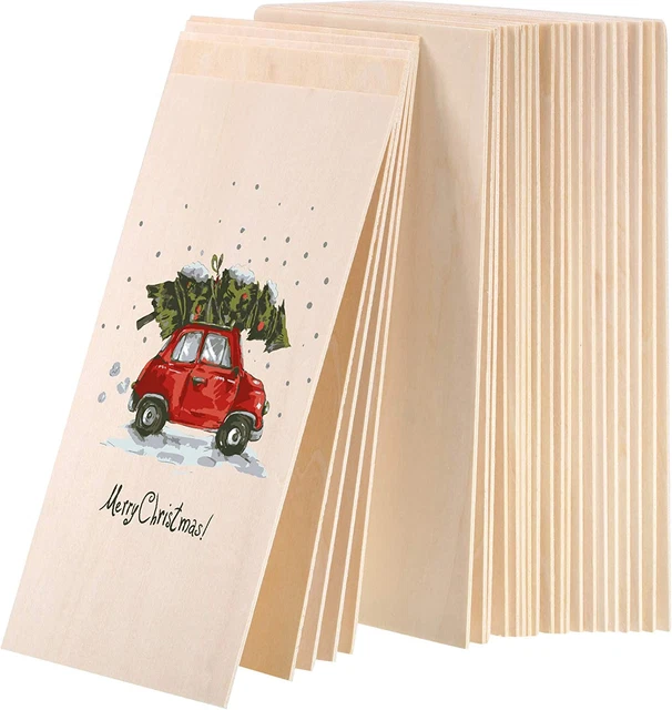 24 Piezas Hojas de Tablero de Madera contrachapada Tablero Delgado Hágalo usted mismo Hojas de Madera para Navidad