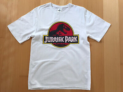 JURASSIC PARK Adult Unisex RETRO White Logo T-Shirt Top Size S Ex Condition