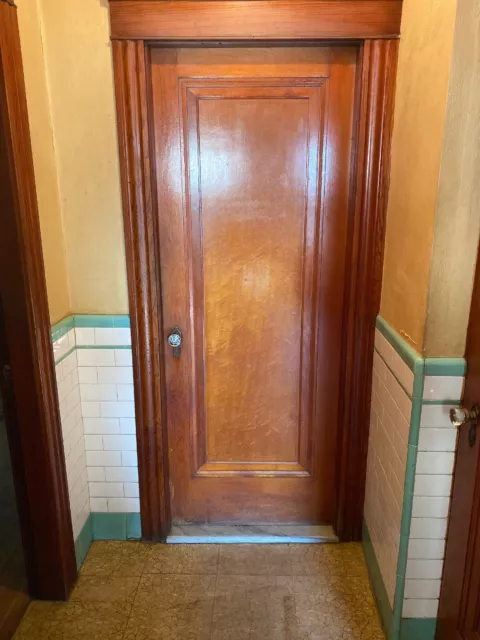 Vintage  Bathroom Chestnut Locking  Door & Hardware