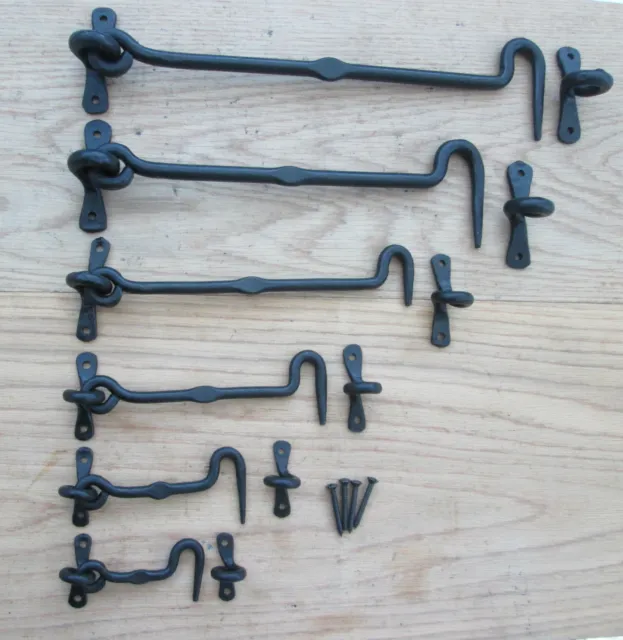 Wrought Iron Hand forged blacksmith Cabin Hook and Eye Shed Gate Door Latch Lock