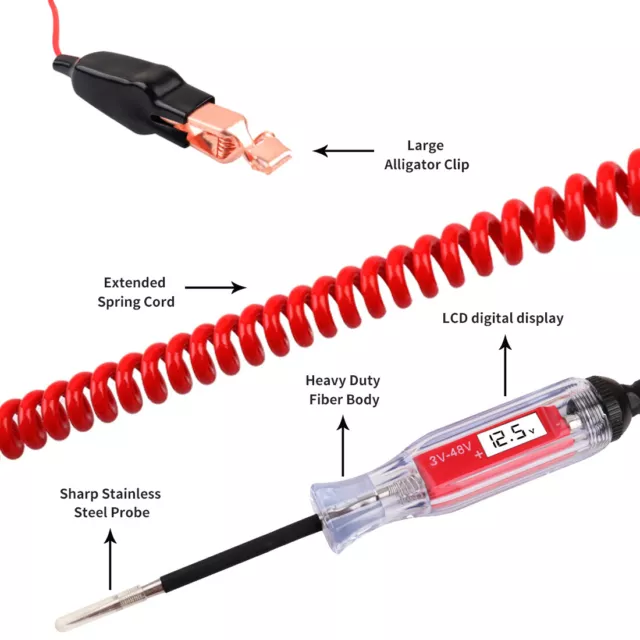 Digital Electric Circuit Tester 3V-48V 12V Light Test LCD Car Boat RV Motorcycle 3