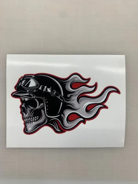 Motorcycle Skull Sticker Harley Davidson Style Tank Helmet Pannier Decal