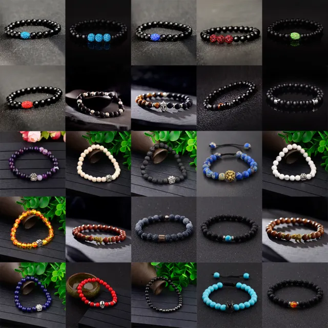 Wholesale Lots 30 Pcs Mixed Stretch Bracelet 8mm Natural Stone Women Men Jewelry