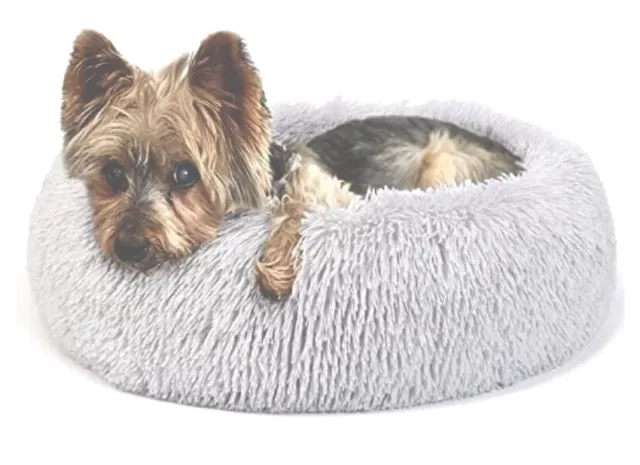 Donut Pet Plush Dog Cat Bed Ultra Warm Fluffy Long Plush Round Nest