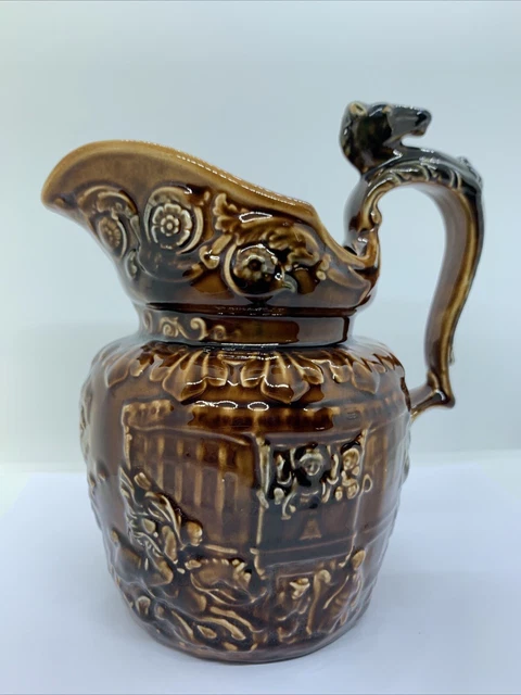 Arthur Wood Vintage braun glasiertes Pferd gemustert Griff Krug Vase H8""