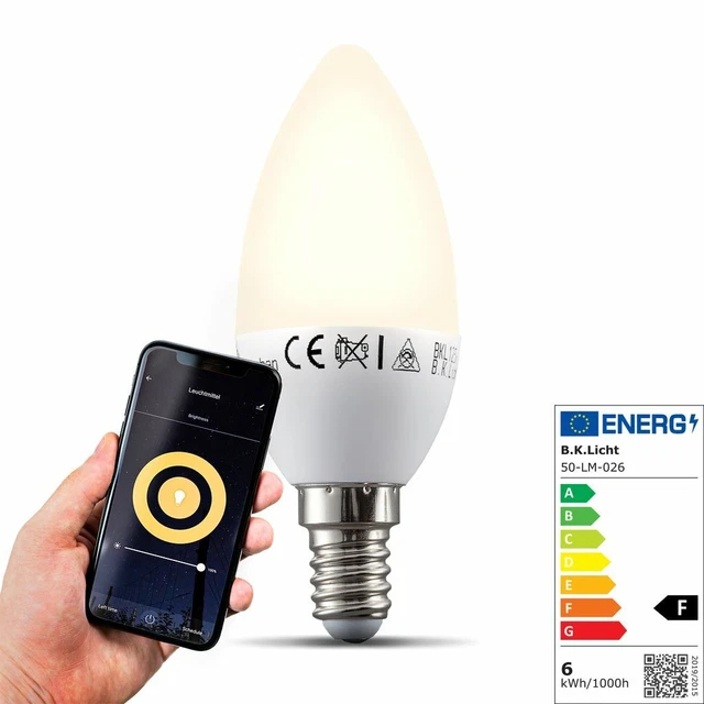 AMPOULE CONNECTÉE LED dimmable WiFi Smart Home Appli E14 5,5W blanc