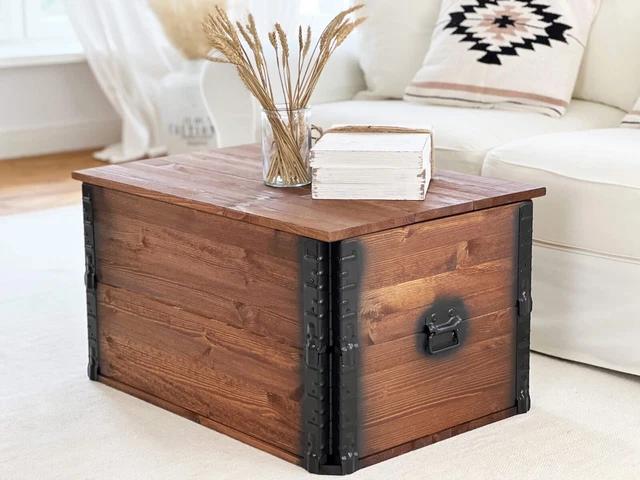 Table basse en bois massif de Sesham et manguier - OVONNI - 90x50x35 cm - 3 tiroirs