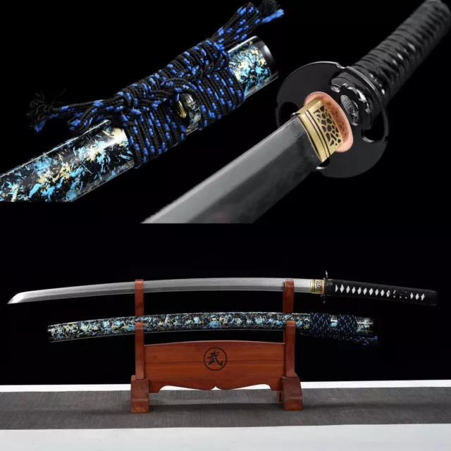 Clay tempered Folded steel Full Tang Blade Japanese Samurai Katana Sword Sharp