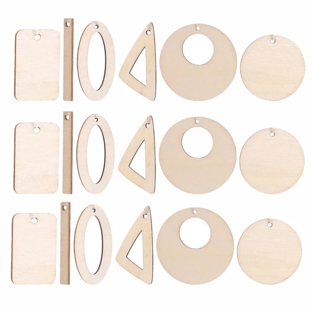60 piezas Moda Madera en blanco Artesanía Colgantes Joyería Hágalo usted mismo Accesorios Colgantes Dijes