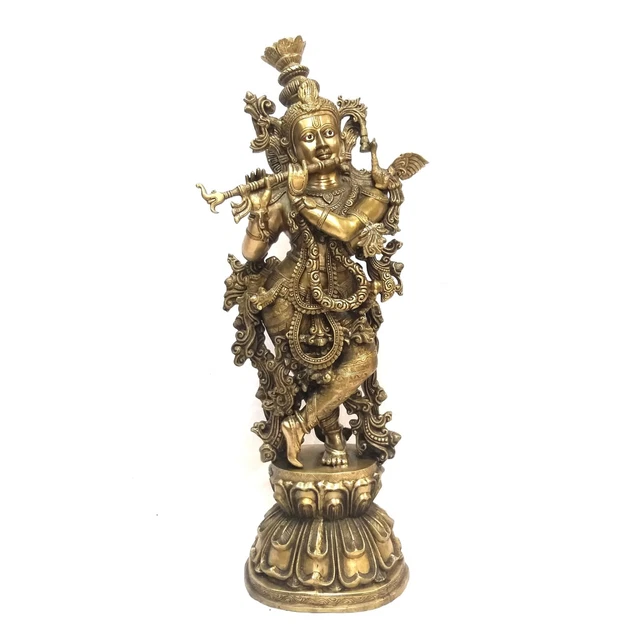 LORD KRISHNA STATUE Brass Standing Krishna Idol Large Krishna for Home