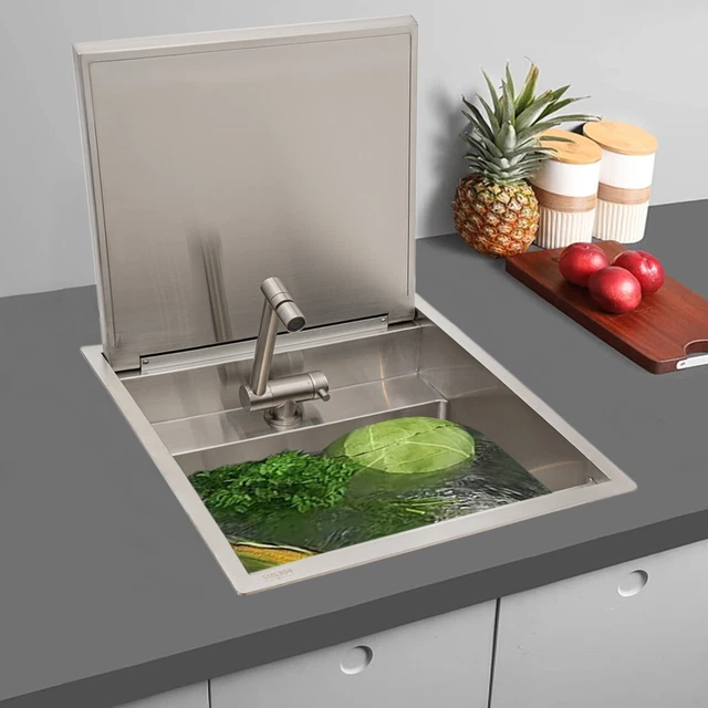 17.7x16.9" Drop-in Kitchen Sink, Single Bowl Stainless Steel Top Mount Bar Sink