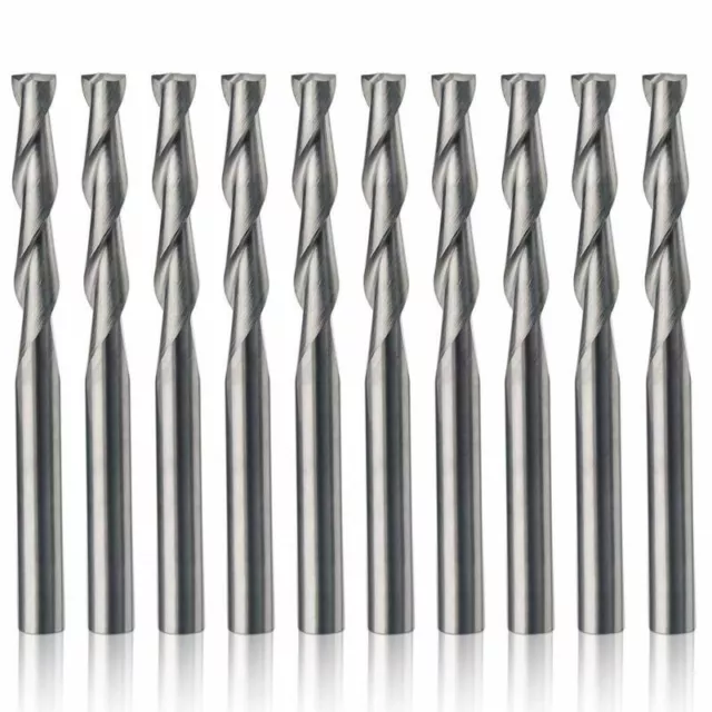 10pcs/set 1/8 3.175mm Solid Carbide CNC 2 Flute Milling Bits End Mill Router 3