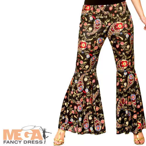 Flared Trousers Mens 60s 70s Fancy Dress Groovy Disco Hippy Adult Costume  Pants