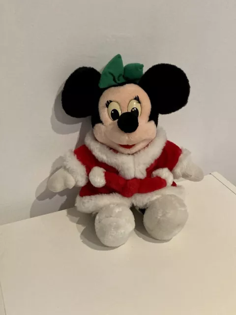 Peluche Minnie Mouse Noël 2022 Disneyland Paris Disney sucre d'orge rouge  vert 36 cm