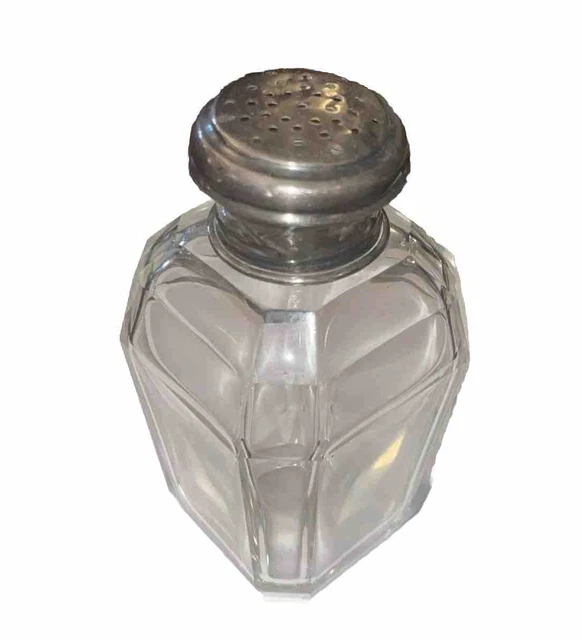 Ancienne soupoudreuse à sucre en métal argenté, art de la