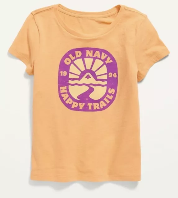 Old Navy Kids Girls Size Large (10-12) Mango Short Sleeve Logo Tee T-Shirt