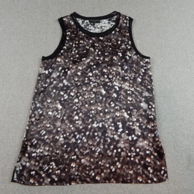 Rag & Bone Sleeveless Top 100% Silk Abstract Print Edie Tank In Lights Small