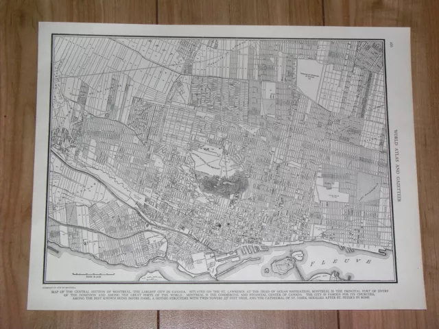 1937 Original Vintage City Map Of Montreal / Quebec / Canada