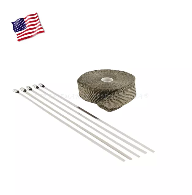 Carbon Fiber Titanium Header Wrap Kit Exhaust Pipe High Heat 25 Feet 25% Thinner