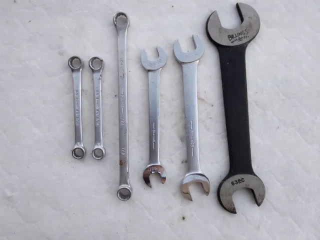 Lot of 6 Assorted Billings Wrenches Open End, Box End Made in USA