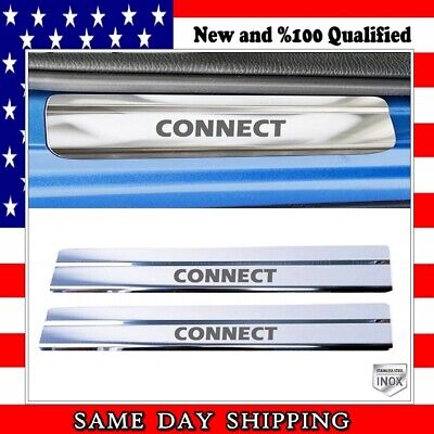 Chrome Door Sill Protector Cover 2 pcs For Ford TRANSIT CONNECT 2014 onwards